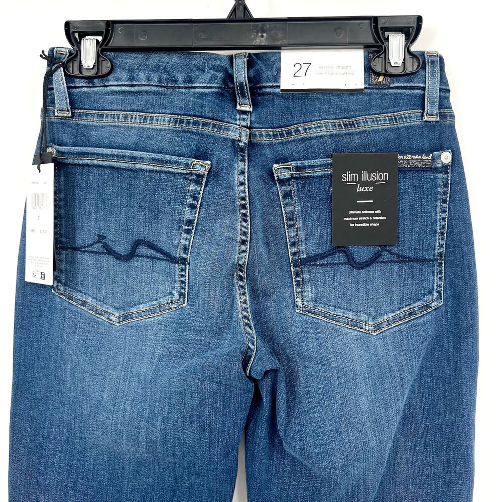 7 FOR ALL MANKIND Womens Kimmie Straight Slim Jeans Size 27 Blue Love Story NWT - Picture 7 of 14
